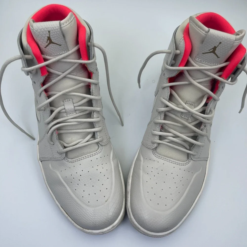 Nike‎ Air Jordan 1 Retro High Nouveau Men's Size 12 Pure Platinum Bright Crimson